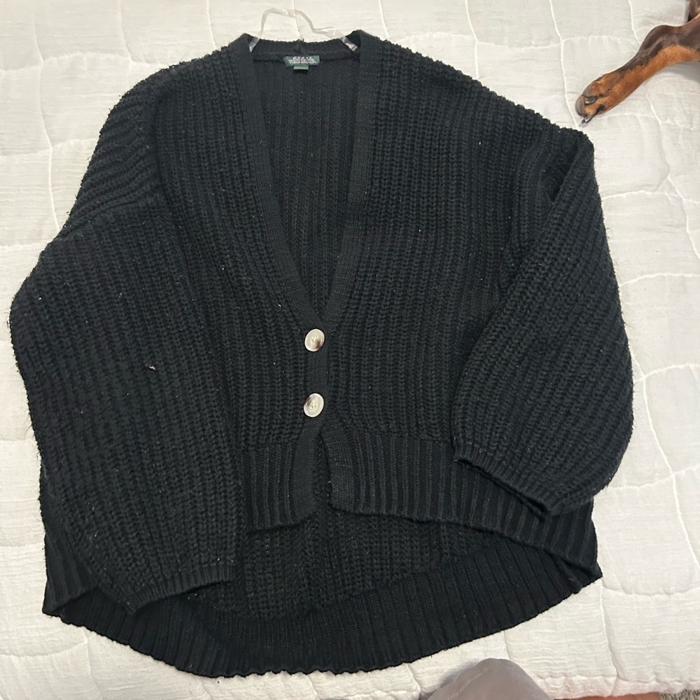 Wild Fable Black Buttoned Cardigan Sweater Semi Cropped